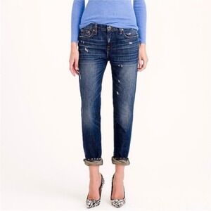 J Crew‎ Broken In Boyfriend Jeans Dark Wash Distressed Size 28